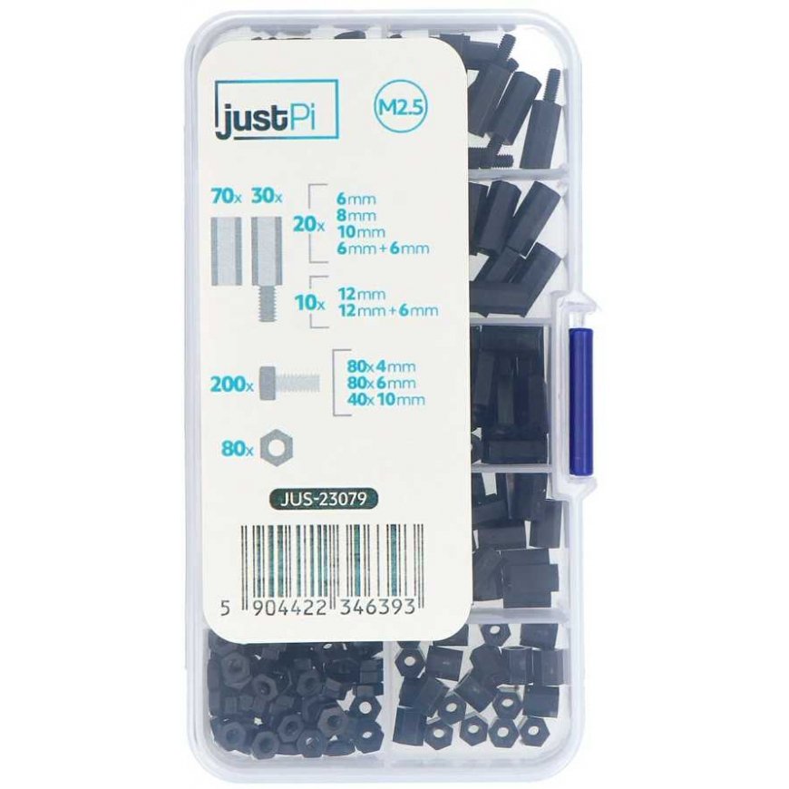 Assembly kit 5 Raspberry Pi - M2.5 screws and spacers set - 380 pcs, - justPi – 3