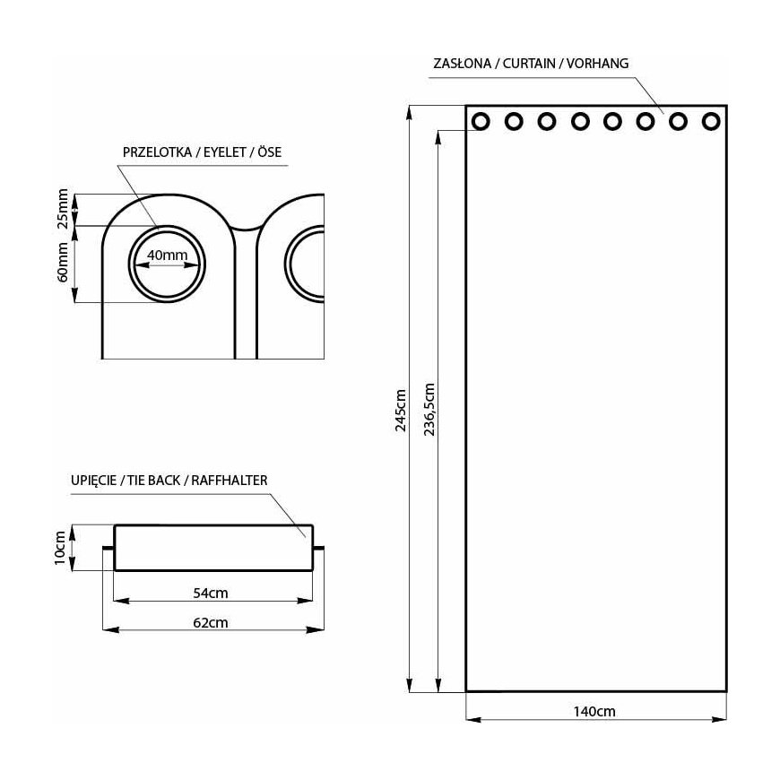 Night curtain with rings AmeliaHome BLACKOUT 140X245 cm, 1 pc, color: white – 5