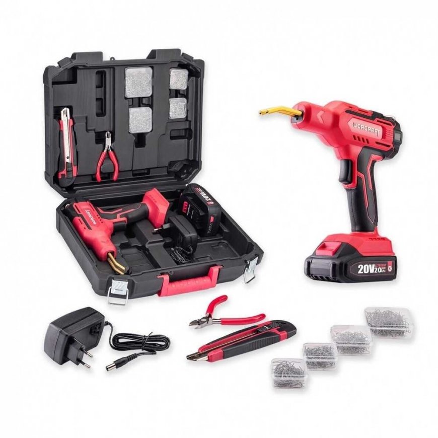 Worcraft CPW-S20Li battery-powered plastic welding machine with battery and charger