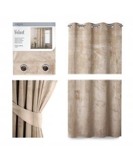 Ööriie rõngastega AmeliaHome VELVET 140X245 cm, 1 tk, värv: kreem