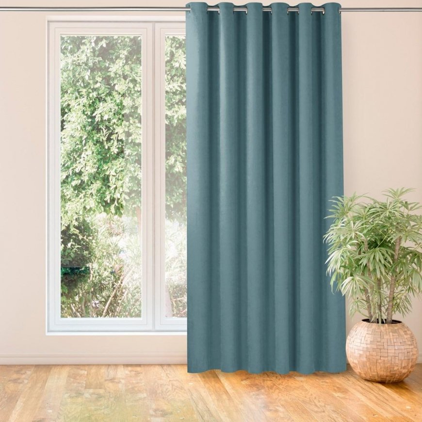Verho MILANA väri sininen tyyli klassinen hopea hopea metalliset reiät chenille 140x225 HOMEDE – 2