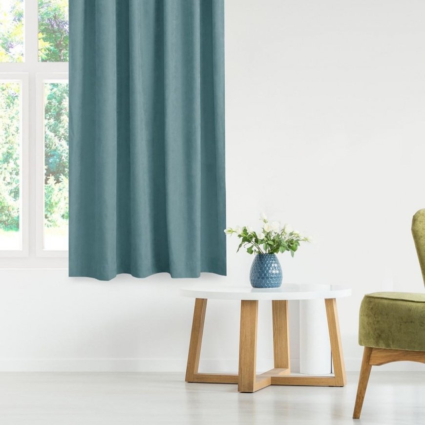 Curtain MILANA color blue style classic silver silver metal eyelets chenille 140x225 HOMEDE – 3