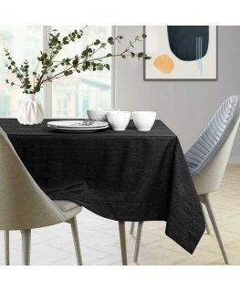 Vesta black pressed modern tablecloth 100 circle AmeliaHome