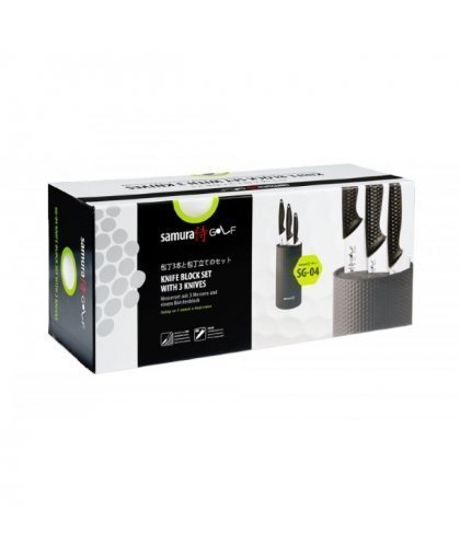 Samura Golf Nažu turētājs ar Nažu kompl. 3gab. Paring 98mm / Utility 158mm / Chef's 221mm no AUS 8 Japāņu tērauda 58 HRC – 3