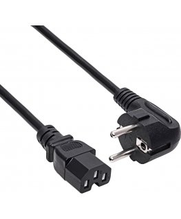 Fuj:tech CEE 7/7 - C13 - power cable with angled plug, black, 0.5 m