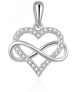 Beneto Romantic silver pendant with zircons Infinite love AGH542L
