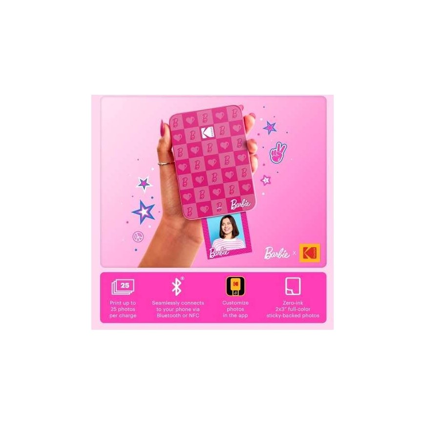 Barbie x Kodak STEP Slim Моментальный мобильный фотопринтер Цветной ZINK 2x3'' 1ppm, BT, Розовый – 2