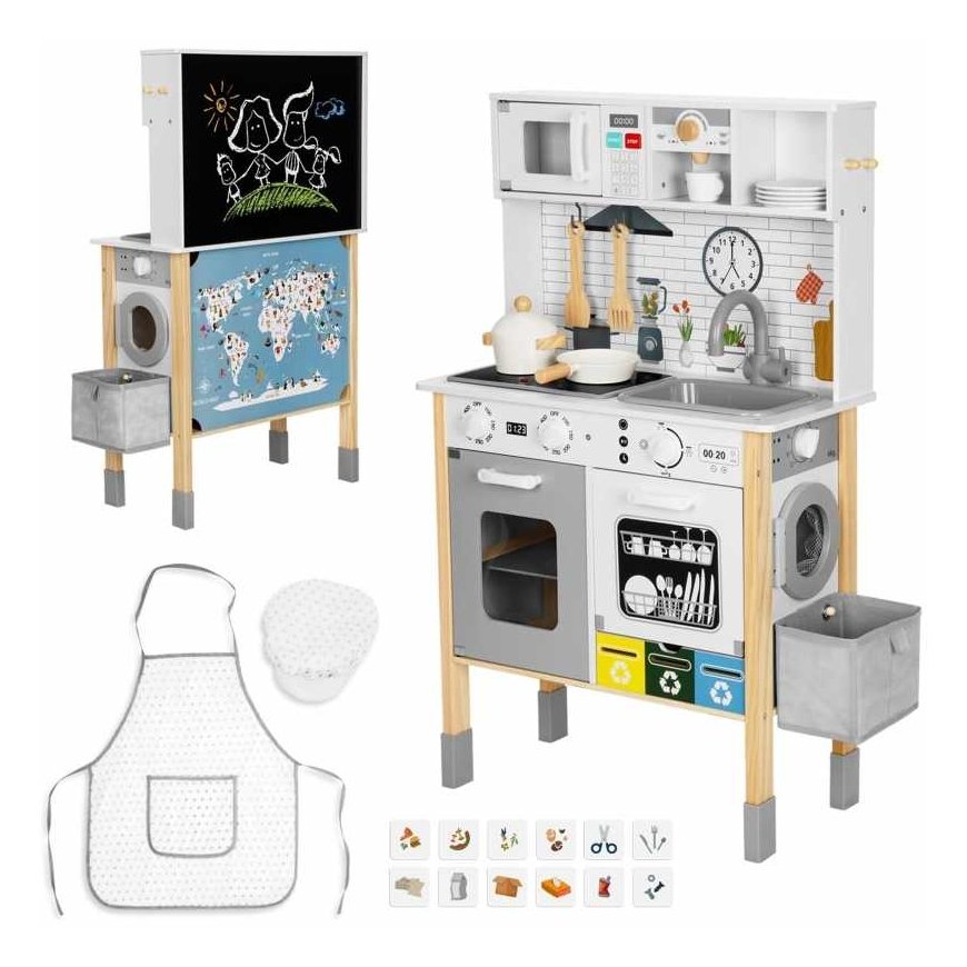 Woopie Wooden Double-Sided Children's Kitchen with Sounds, Lighting White