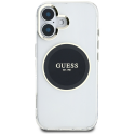 Oriģinālais Dēklas GUESS IML Metāla Krāsots Aplis Klasiskais Logo MagSafe paredzēts Apple iPhone 16 melnā krāsā Oriģinālais Dēklas GUESS IML Metāla Krāsots Aplis Klasiskais Logo MagSafe paredzēts Apple iPhone 16 melnā krāsā