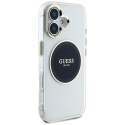 Oriģinālais Dēklas GUESS IML Metāla Krāsots Aplis Klasiskais Logo MagSafe paredzēts Apple iPhone 16 melnā krāsā Oriģinālais Dēklas GUESS IML Metāla Krāsots Aplis Klasiskais Logo MagSafe paredzēts Apple iPhone 16 melnā krāsā
