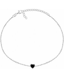 Brilio Silver Minimalistinė sidabrinė apyrankė Juodas Heart BRC30WBC