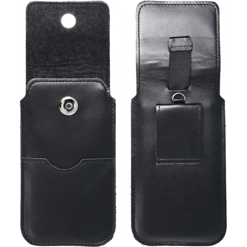 OEM leather universal sliding case with flap - ROYAL / black - XL size - IPHONE 11 / 12 / 13 / SAMSUNG S7 EDGE – 3