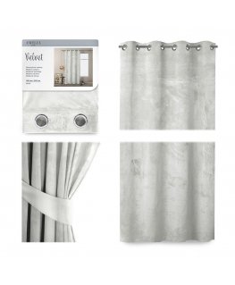 Yöverho renkailla AmeliaHome VELVET 140X245 cm, 1 kpl, väri: valkoinen