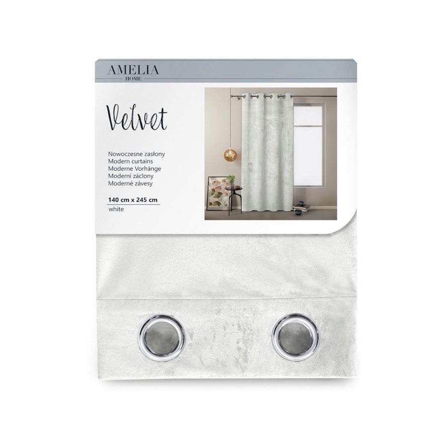 Night curtain with rings AmeliaHome VELVET 140X245 cm, 1 pc., color: white – 5