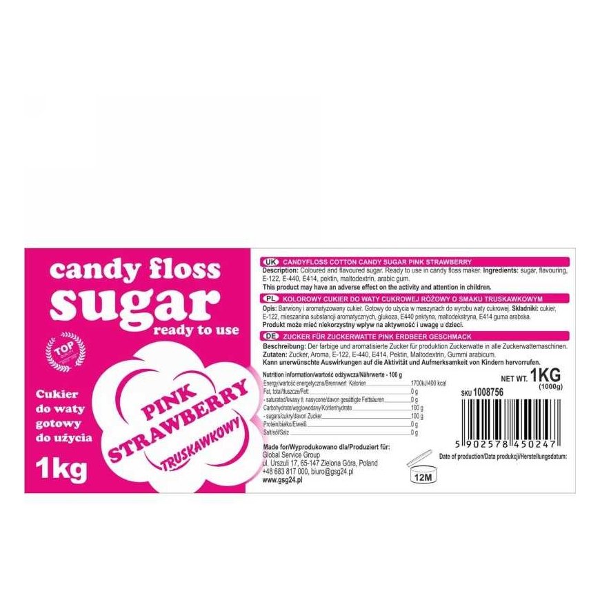 Gsg24 Cukrus cukraus vatai GSG1008756, braškių skonio, 1kg – 2