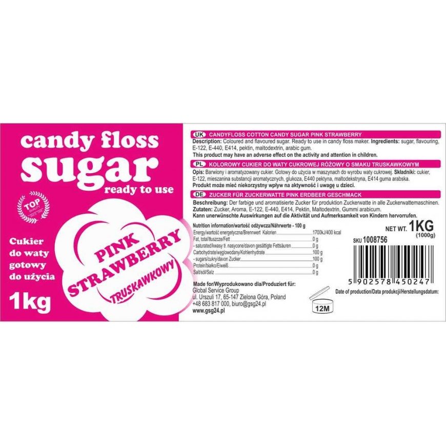 Gsg24 Sokeri sokerivattuja GSG1008756, mansikan maku, 1kg – 5