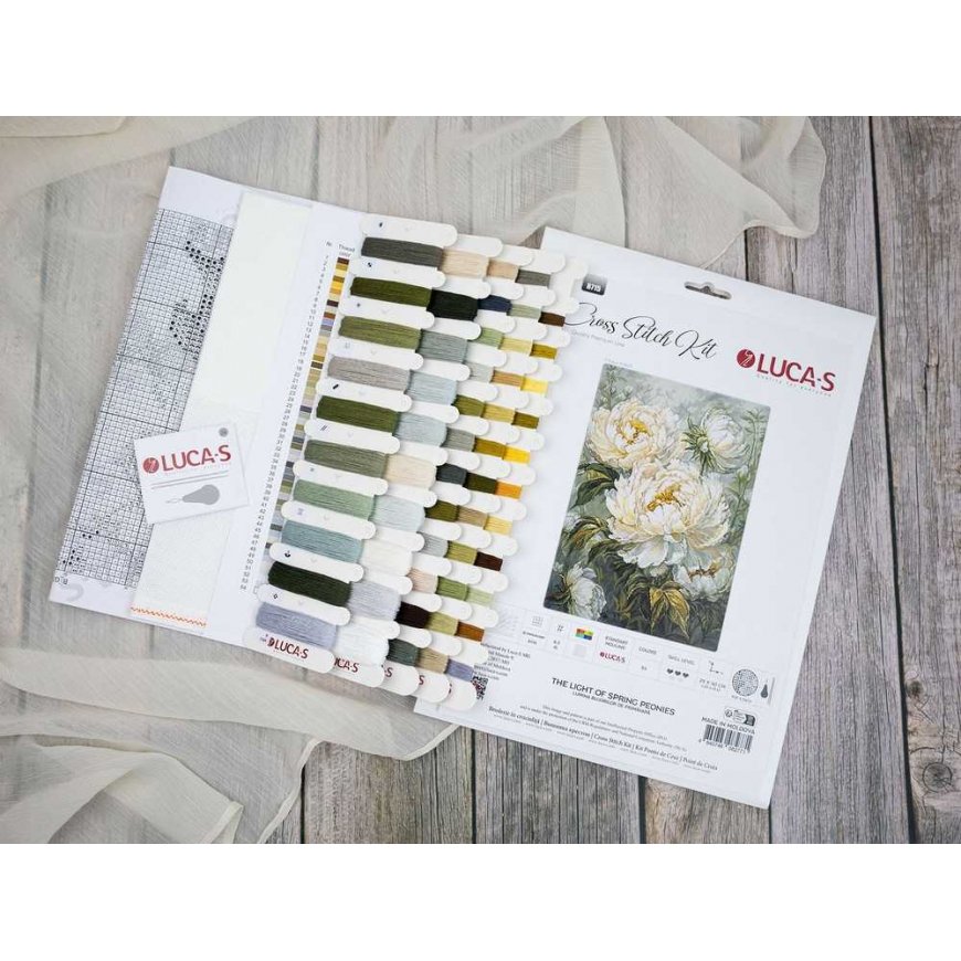 Luca S Kryželiu embroidery kit Spring Light Peonies 29x40cm SB715 – 3