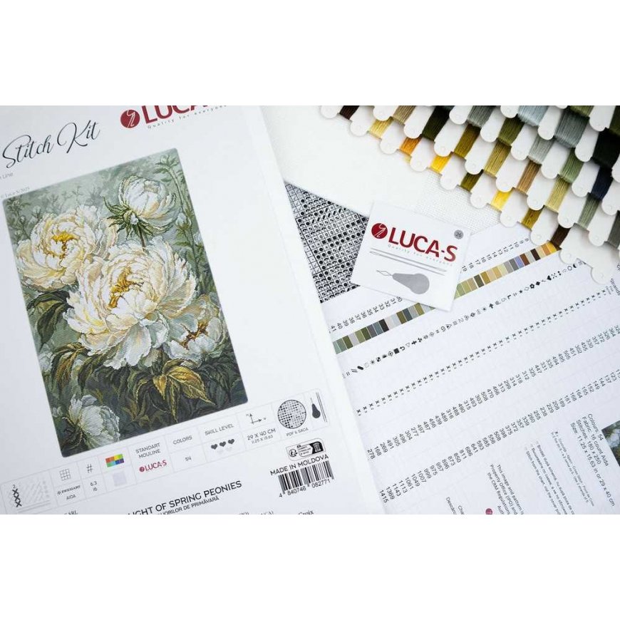 Luca S Kryželiu embroidery kit Spring Light Peonies 29x40cm SB715 – 4