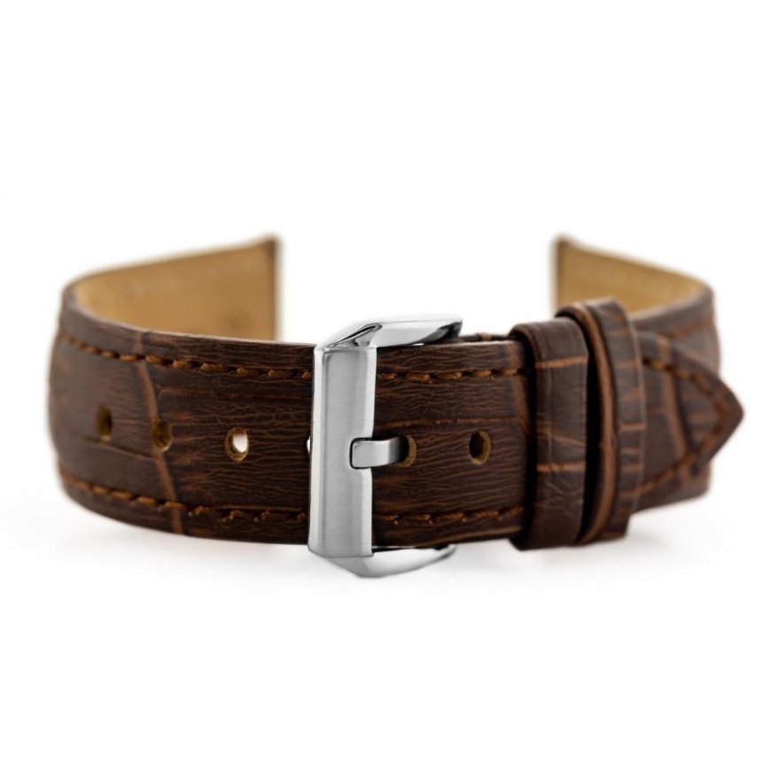 Pacific W06 leather watch strap - dark brown - 24mm