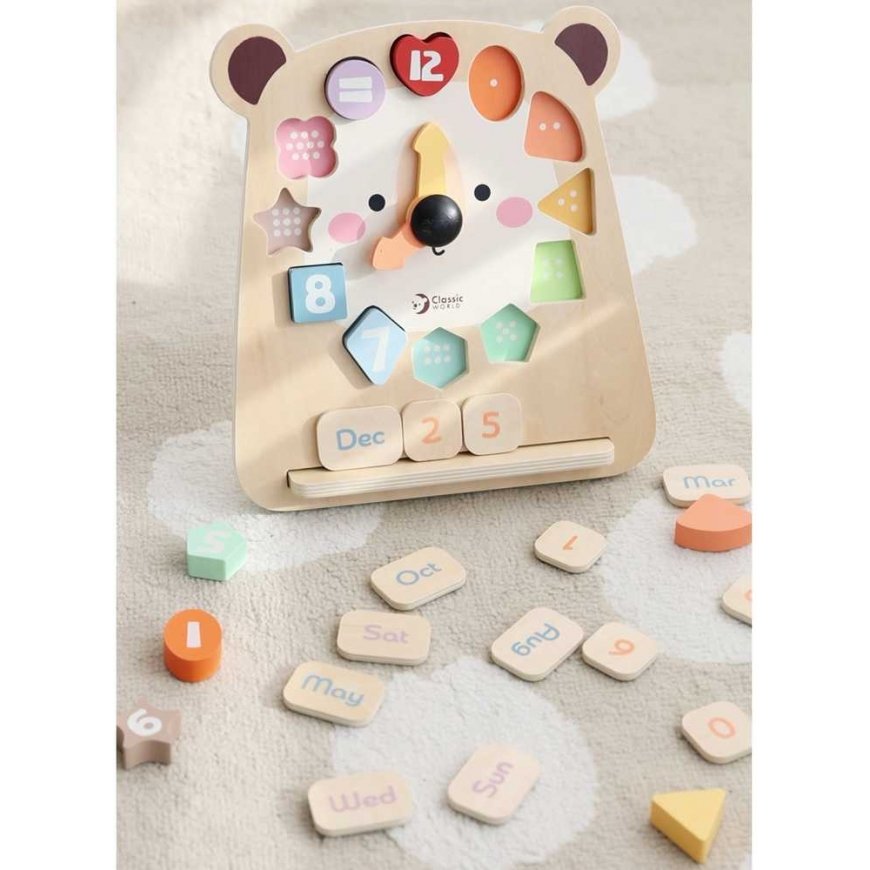 CLASSIC WORLD Montessori bear clock, educational, 3in1, time counting and date learning... – 5