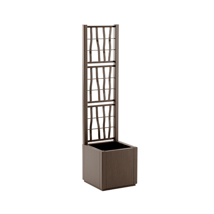 Stefanplast Square Flower Box with Mesh Ethica 36x36x140cm Brown