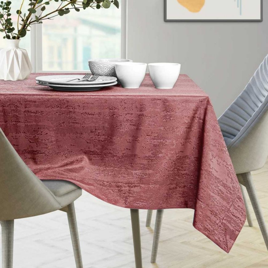 Tablecloth Vesta pink pressed modern 115x200+35x200 AmeliaHome – 2