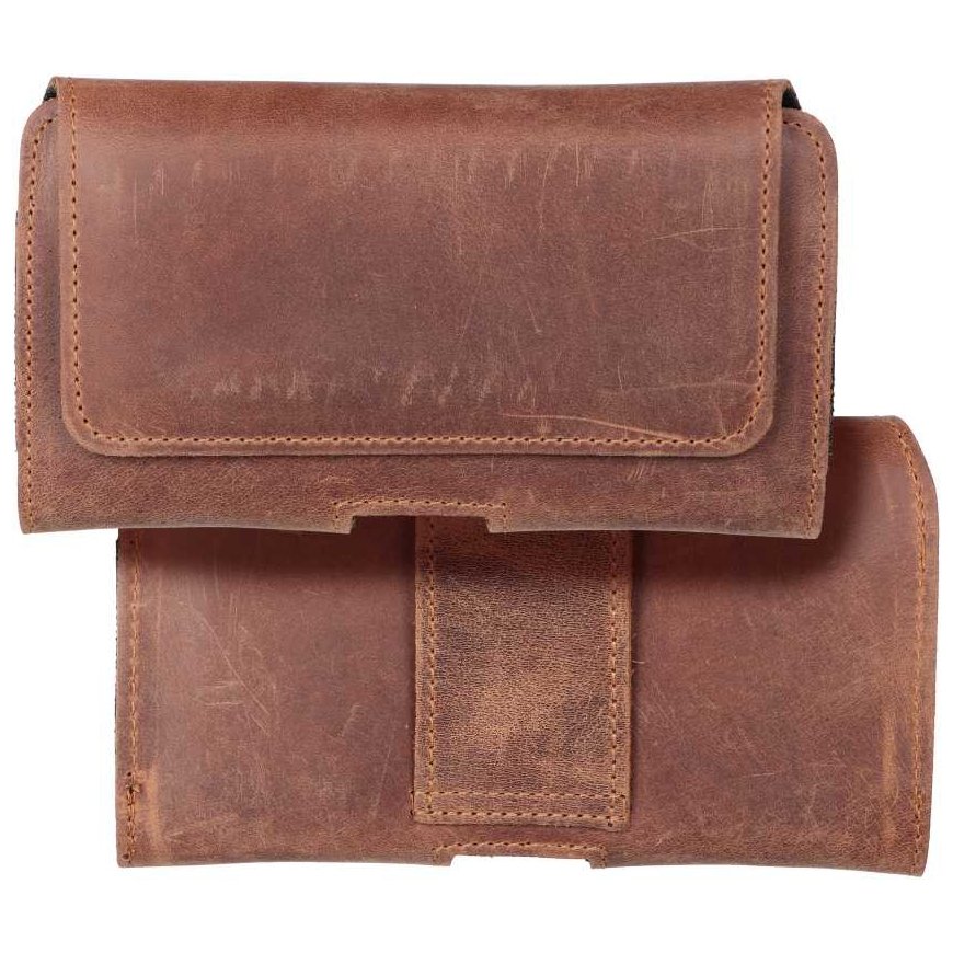 Dėklas Oem ROYAL Crazy Horse universalus horizontalus odinis diržo dėklas dydis M skirtas Apple iPhone 12 Mini / 13 Mini / Samsu