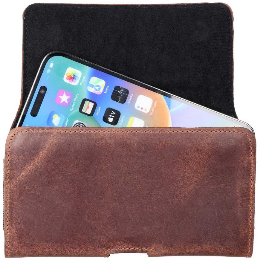 Dėklas Oem ROYAL Crazy Horse universalus horizontalus odinis diržo dėklas dydis M skirtas Apple iPhone 12 Mini / 13 Mini / Samsu – 4