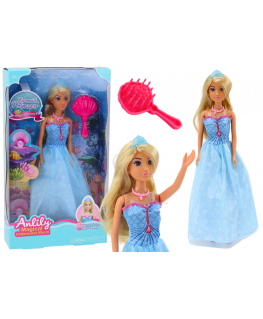 Lean Toys Anlily undinėlė princesė su mėlyna suknele ir šepetėliu