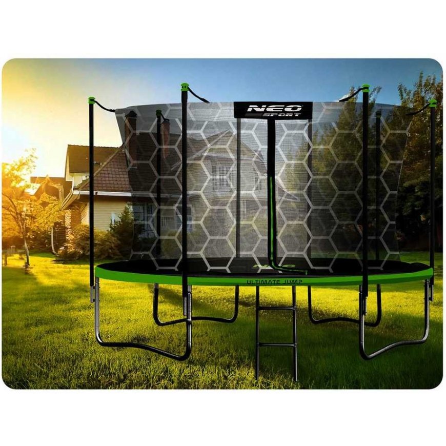 13 pėdų / 404 cm sodo batutas su vidiniu tinklu ir Neo-Sport kopėčiomis – 5