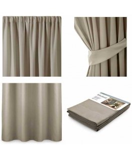BLACKOUT curtain in sand color, classic, blackout tape, 140x245, AmeliaHome