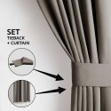 BLACKOUT curtain in sand color, classic, blackout tape, 140x245, AmeliaHome