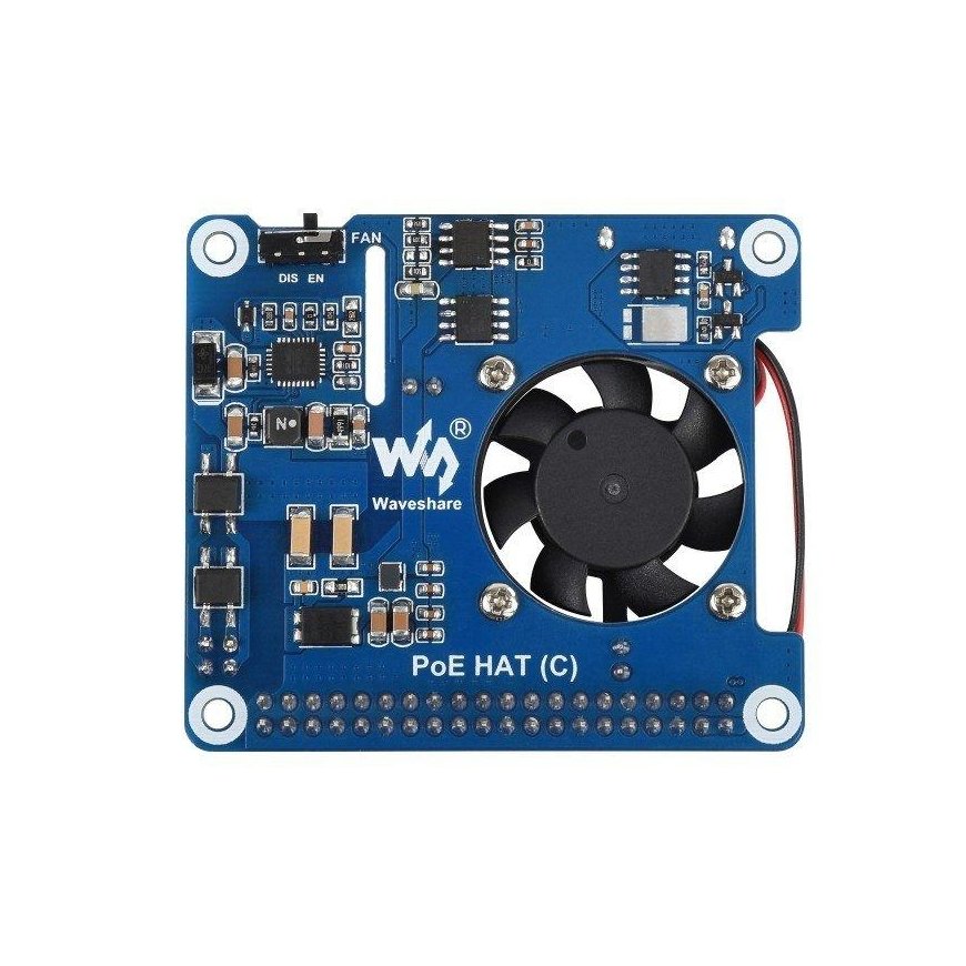 Power over Ethernet HAT (C), PoE ja 802.3af/at toite lisand, mõeldud Raspberry Pi 3B+/4B jaoks, Waveshare 1944 – 3