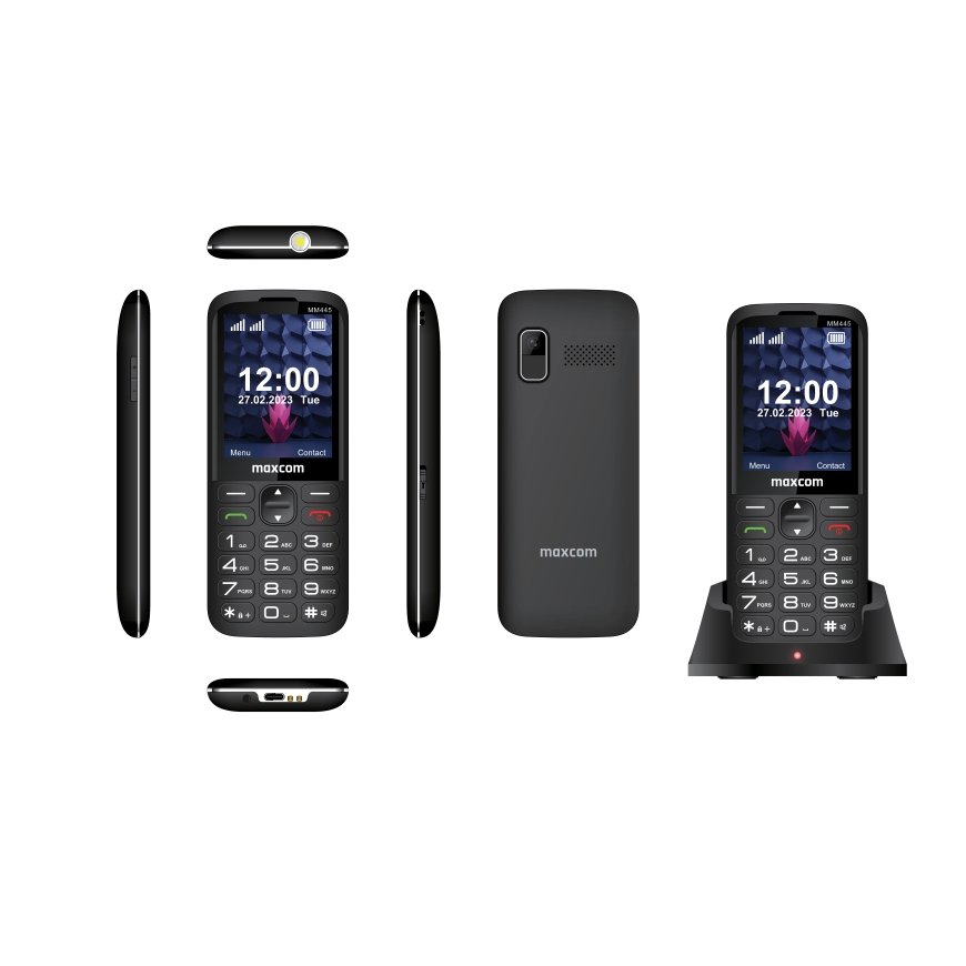 MaxCom MM445 4G mobilais telefons 7,11 cm (2.8") 110 g Melns Tālrunis ar papildiespējām – 4