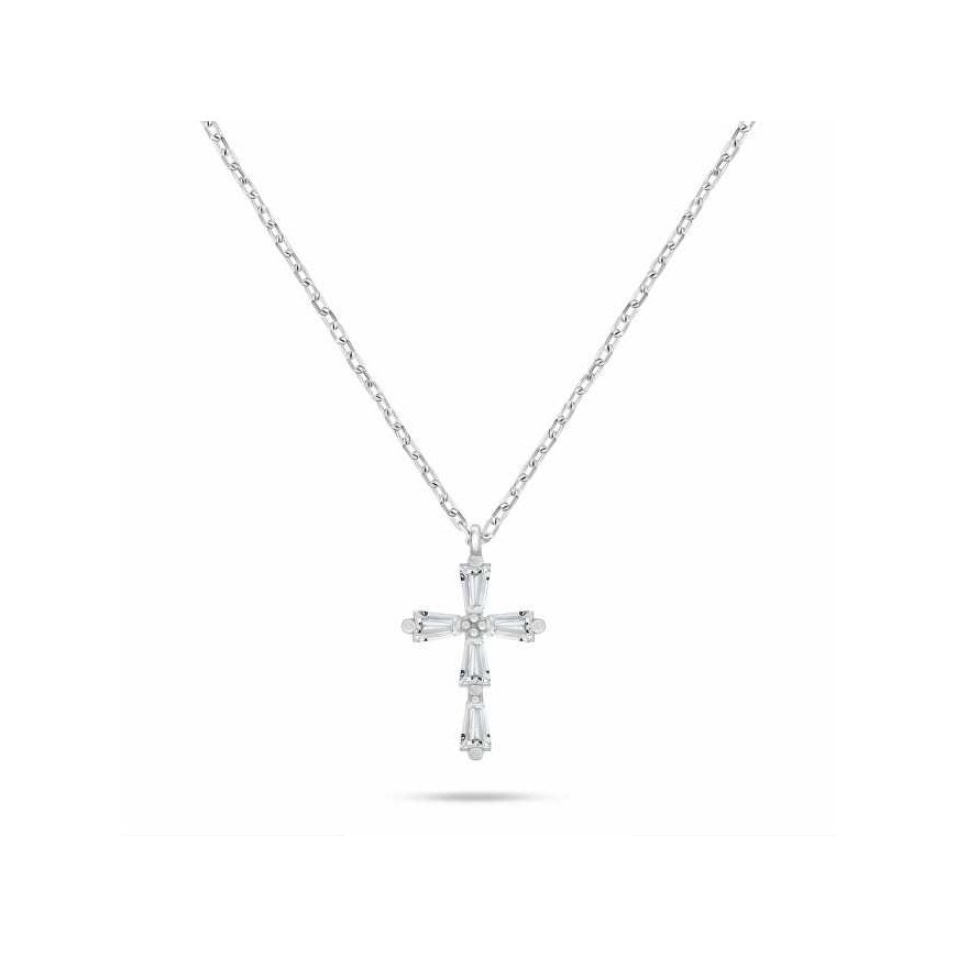 Brilio Silver Shining Silver Cross Necklace NCL198W