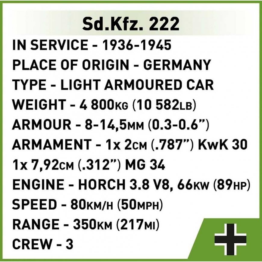 Cobi Sd.Kfz. 222 modeļa būves komplekts – 3