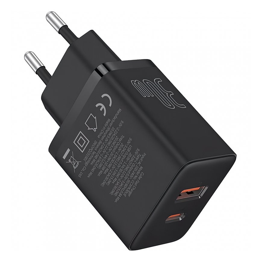 Baseus P10111404113-00 Cube USB-C / USB-A 30W maitinimo įkroviklis Juodas