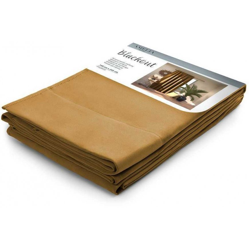 Öö kardin AmeliaHome BLACKOUT 140X245 cm, 1 tk, riba/konksud, värv: sinep – 2