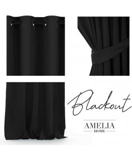 Night curtain with rings AmeliaHome BLACKOUT 140X245 cm, 1 pc, color: black