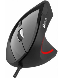 C-TECH hiiri VEM-09C, pystysuora, 6 painiketta, musta, USB
