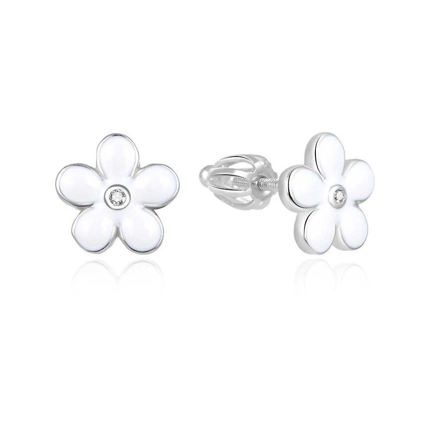 Beneto Silver Flower Earrings AGUP1540S