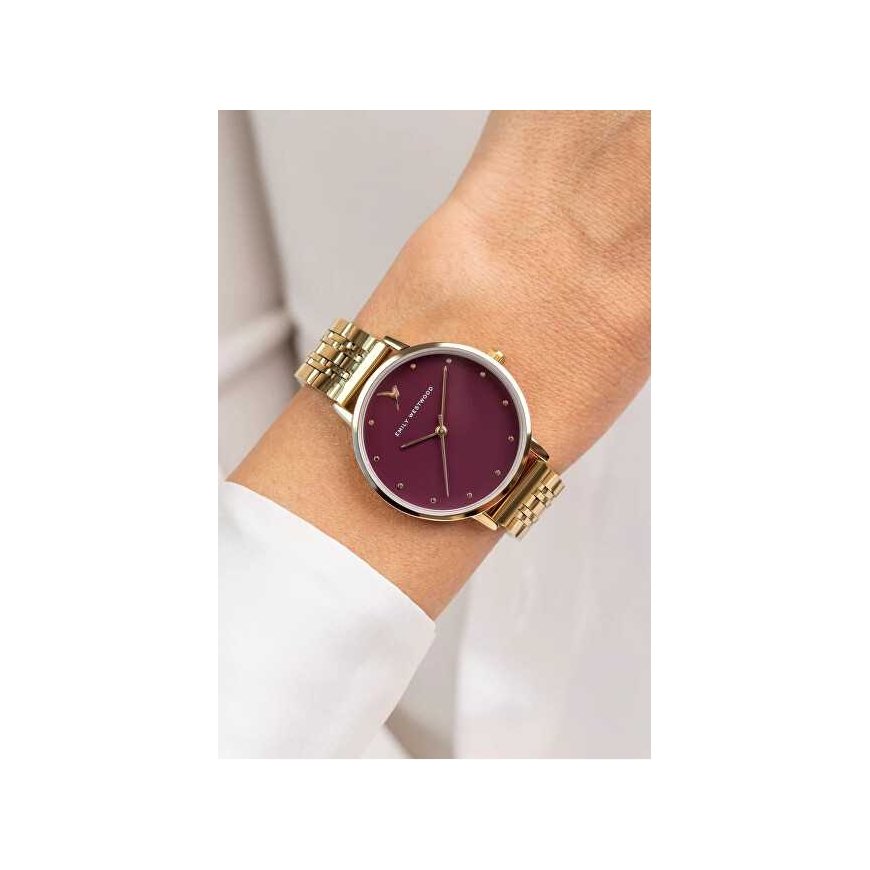 The Emily Westwood watch in Burgundy gold color elegance EKK-5714GQ