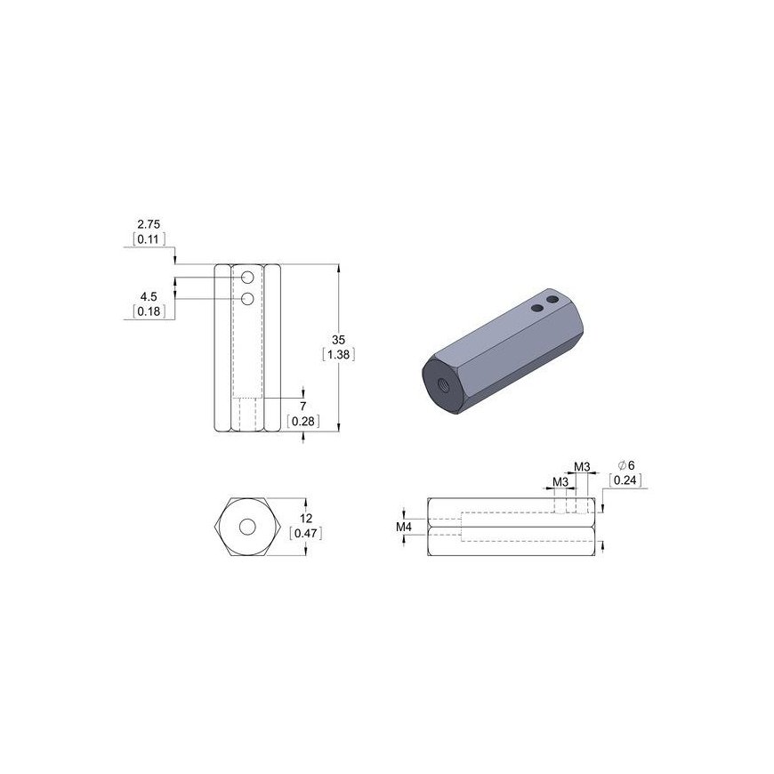Pololu 12mm hexagonal adapter for 6mm shaft extended 2 pieces – 3