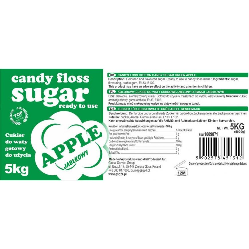 Gsg24 Colored green cotton candy with apple flavor 5kg – 3