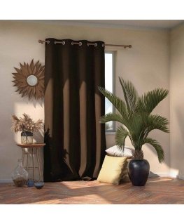 Night curtain with rings AmeliaHome BLACKOUT 140X270 cm, 1 pc, color: brown