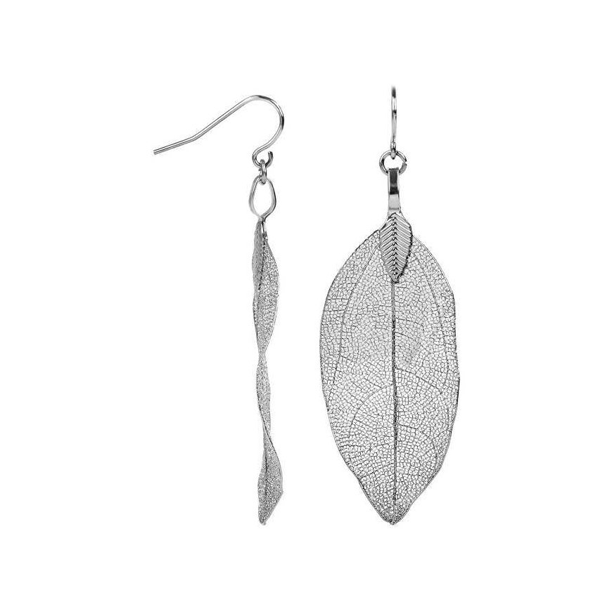 Silver earrings with laurel leaves