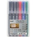 Colored calligraphy pens Marvy Calligraphy 6000-6AX 3 different strokes, 6 pcs.