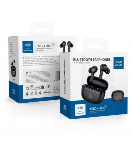 BlueStar Mēlynas STAR bezvadu austiņas bluetooth TWS ENC + ANC AC20E melns
