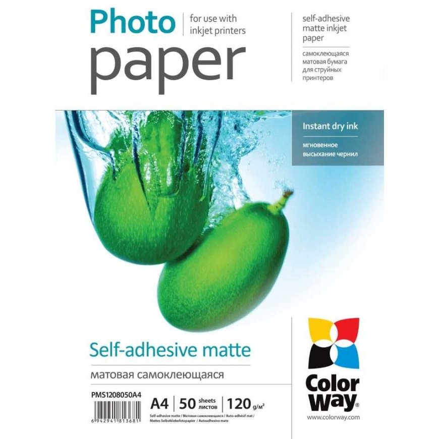 COLORWAY fotopapīrs / matēts pašlīmējošs 120g/m2, A4 / 50 gabali