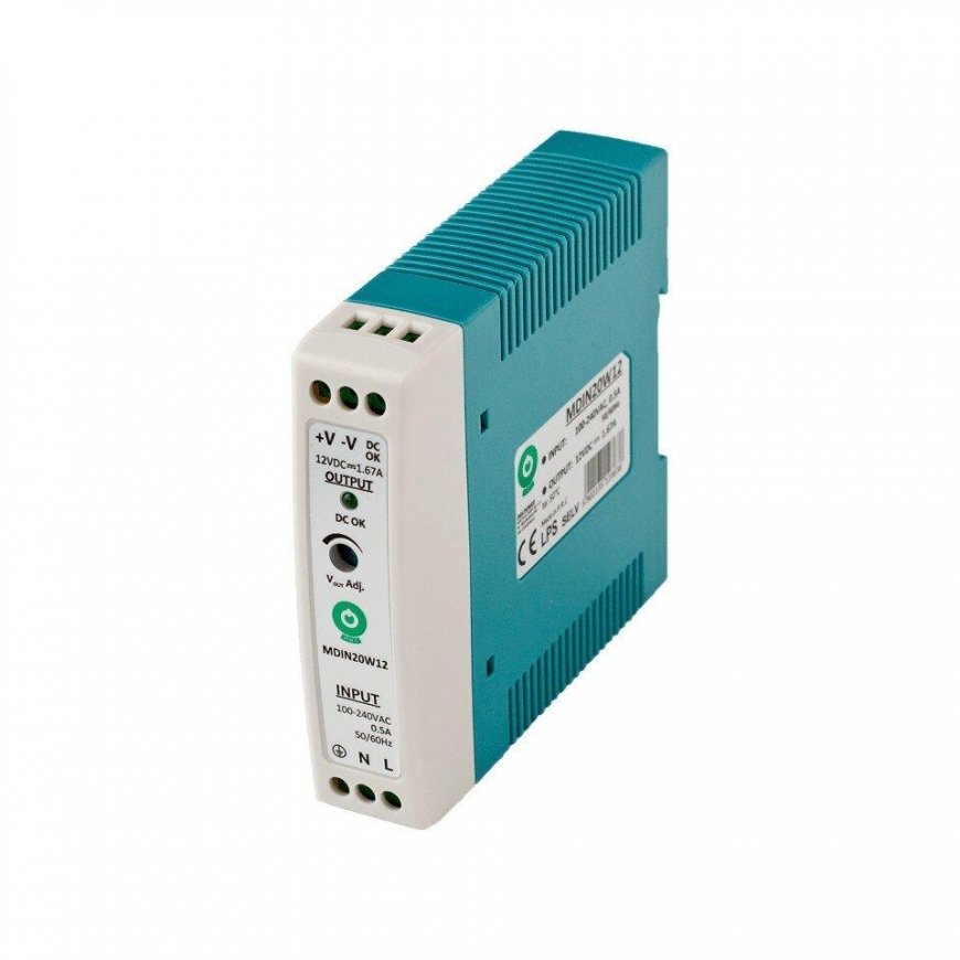 Oem baro avots MDIN20W12 DIN sliedei - 12V/1.67A/20W